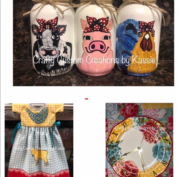 Pioneer Woman custom 32oz Jar set/Oven Dress/Clock